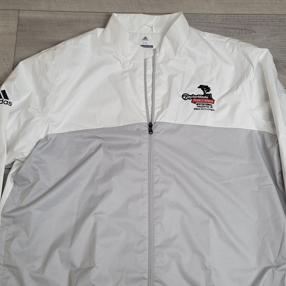 ⛳Adidas Golf Climastorm Jacket Mens 2XL White Zip TaylorMade Pebble Beach 2018 - Picture 3 of 16